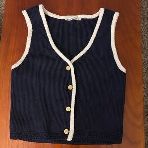 Abercrombie & Fitch Navy Blue Button Down Vest